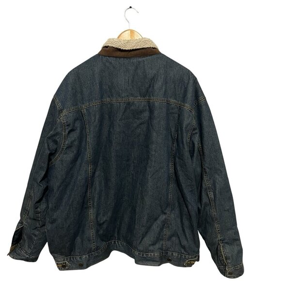 Wrangler Western Sherpa Lined Denim Trucker Jacket Blue Size XL 74256RT - Picture 2 of 12